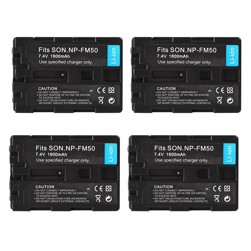 NP FM50 FM55H 1800mAh Batteries for Sony NP-FM50 NP-FM51 NP-FM30 NP-FM55H DCR-PC101 A100 Series DSLR-A100 Camera Battery: 4Battery