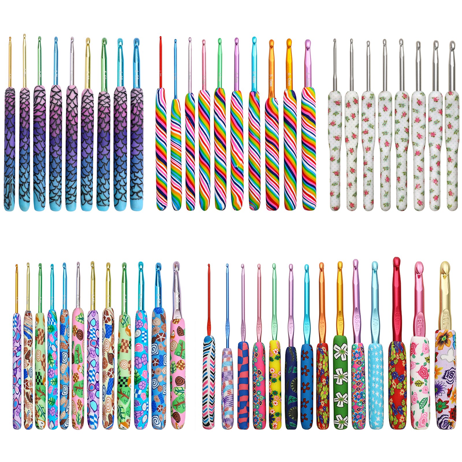 Premium Colorful Crochet Hook Set Soft Ceramic Mix Color Crochet Needles Home DIY Knitting Needles Sewing Tools