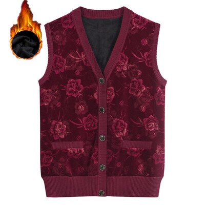 Gebreide trui vest middelbare leeftijd en oudere vrouwen #39 ;s vest herfst winter enkelrijs mouwloos truien jas  k819: Kastanjebruin / Xl