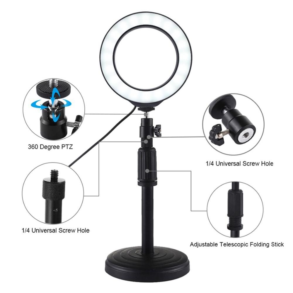 6/10 pollici A LED Selfie Anello di Luce foto per Live/Riprese Video Dimmable youtube con Supporto Da Tavolo 3000-5000K Trucco Luce di Riempimento