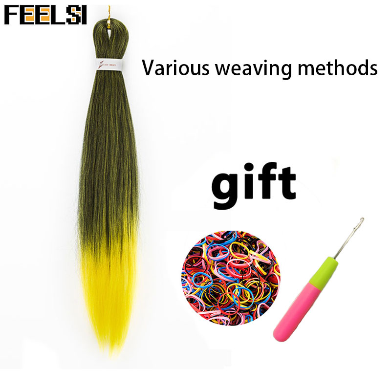 Synthetic hair Braids Ombre Braiding Hair Extension Box Braids Hair Pink Purple Yellow Golden Colors Crochet braids Kanekalon: P4/27