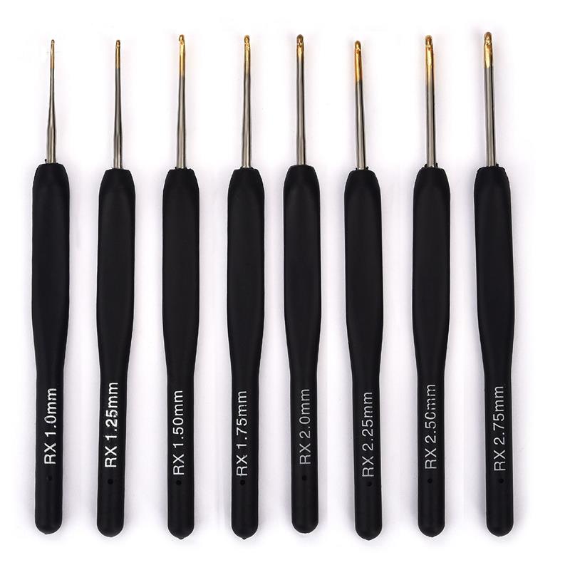 8 Uds. Tamaño mixto 2,5mm-6mm gancho de ganchillo tejido de punto hilo artesanía aguja de tejer mango de plástico ganchos de tejer agujas herramientas de Navidad: Blanco