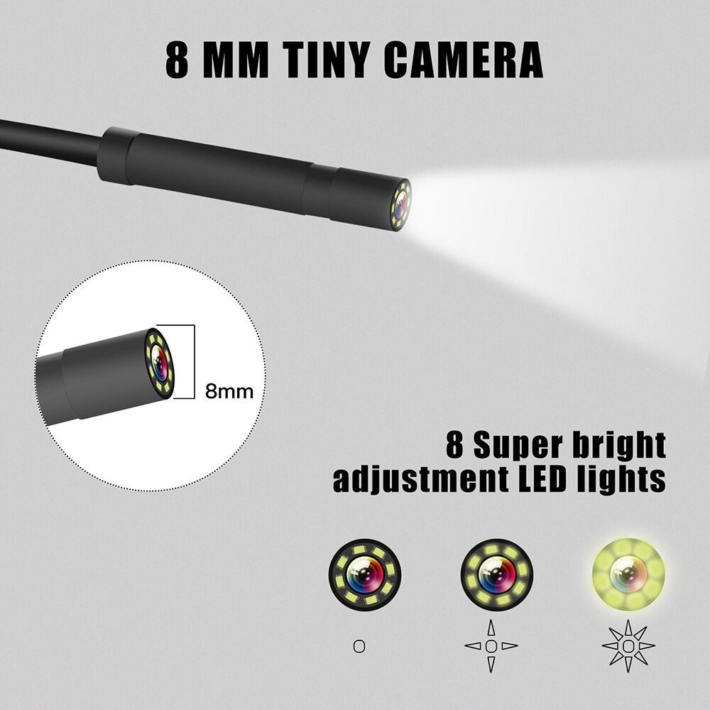 Cámara endoscópica Industrial Wifi, lente de 1080P y 8mm, cámara de inspección USB, impermeable IP67, boroscopio de inspección para coche inalámbrico, 10M y 5M