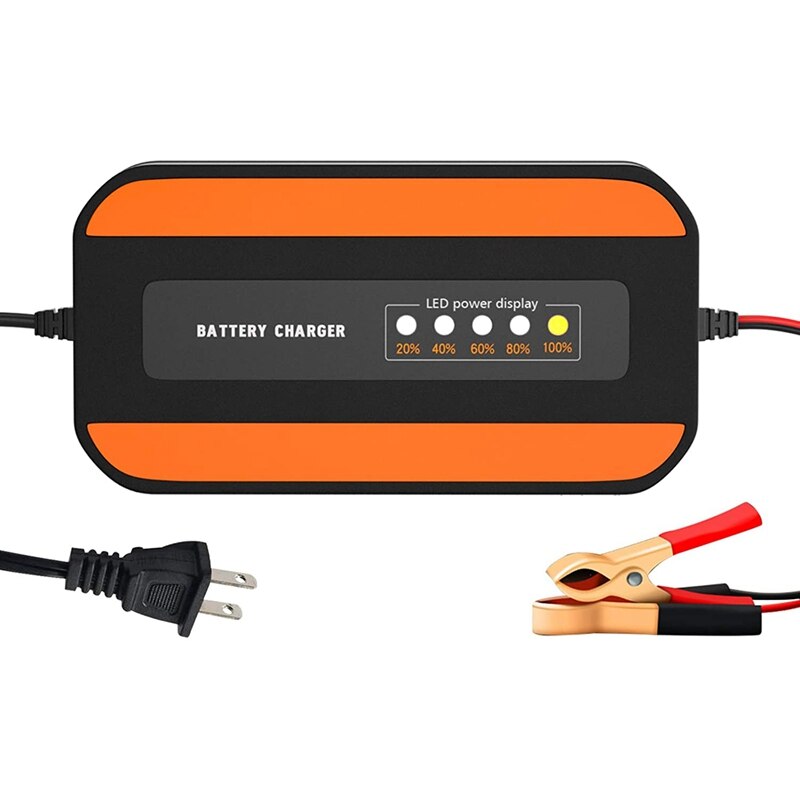 Car Battery Charger 12V/2A Automatic Smart Portable Battery Charger LCD Power Display Repair Charger for Car: Default Title