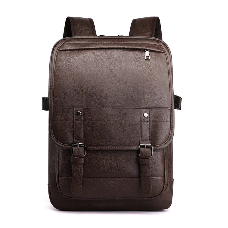 Waterdichte Pu Leer Heren Retro Rugzakken Leisure Zakelijke Laptop Schoudertassen College Student Schooltas: brown A