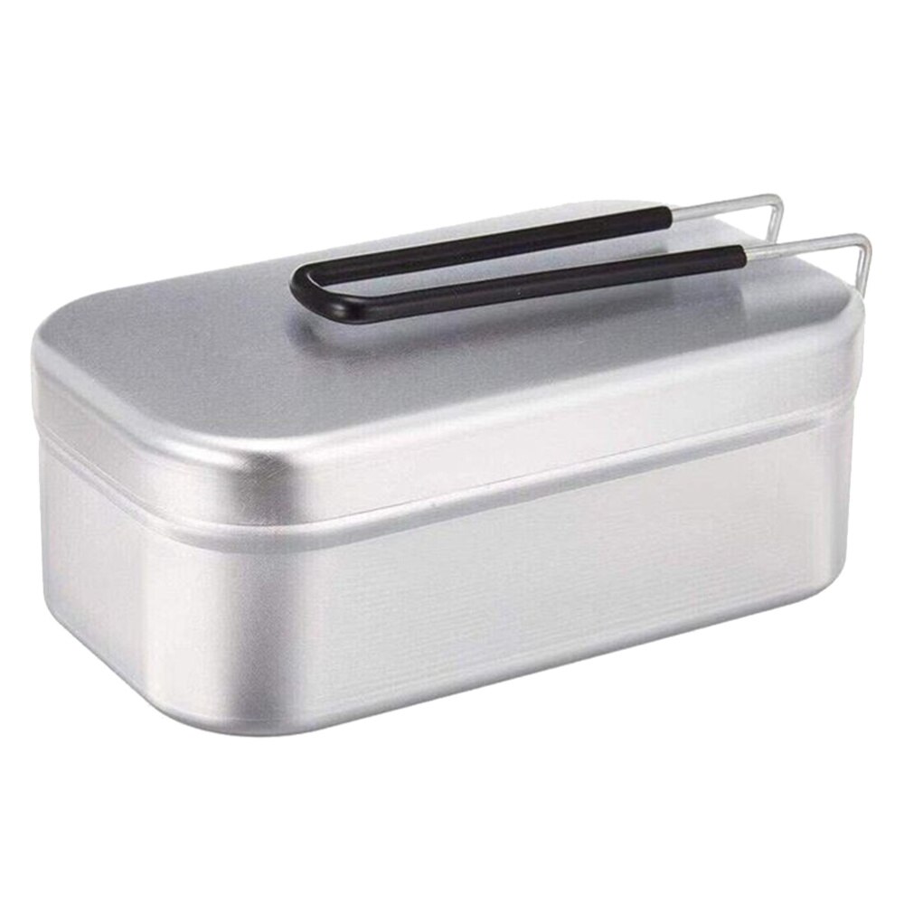 Aluminum Tin with Lid Food Container Lunch Mess Tin for Indoor Outdoor Camping Picnic (Silver)