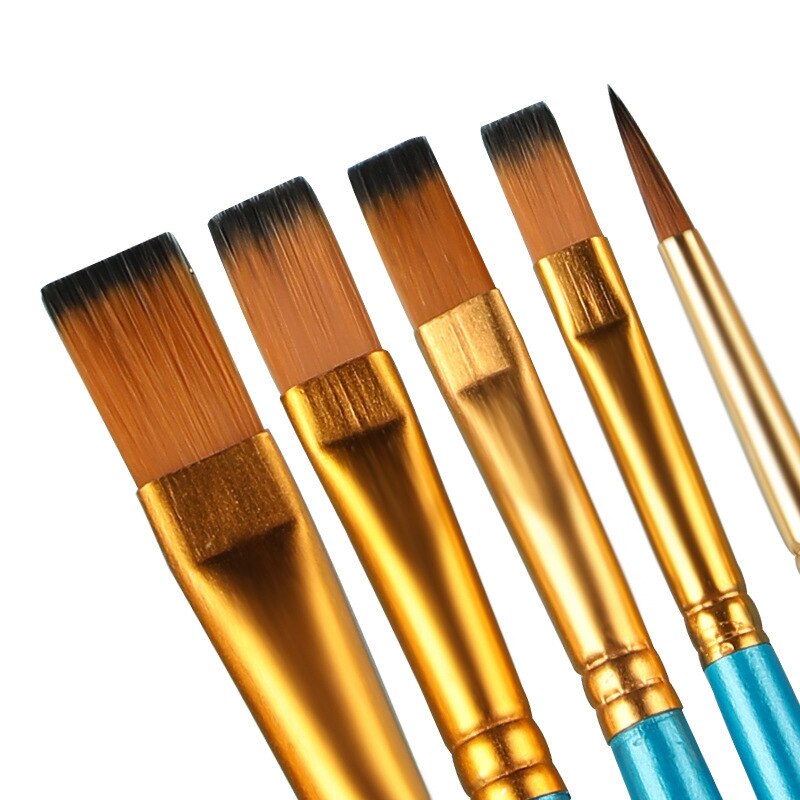10Pcs/set Nylon Artist Paint Brush Watercolor Acrylic Wooden Handle Painting Brushes Art Supplies Stationery