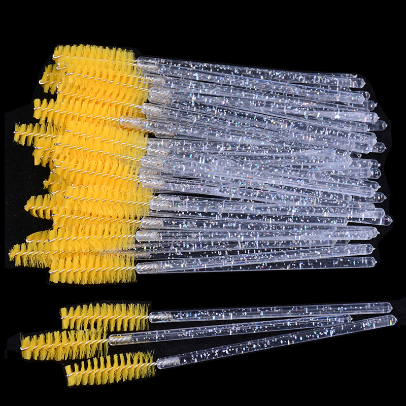 50Pcs/Bottle Disposable Eyelash Extension Mascara Wand Glitter Micro Lash Brushes Spoolie WithContainer Case
