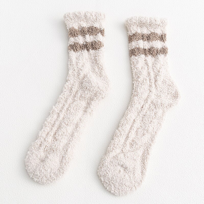 One Pair Arrivals Twist Coral Fleece Socks Female Kawaii Tube socks Autumn Winter Cute Warm Fluffy Sleeping Floor Socks: I