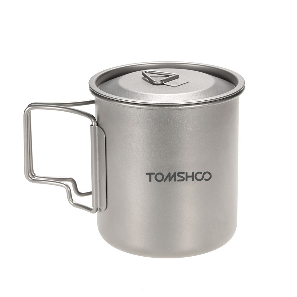 TOMSHOO di Titanio di Campeggio Tazza di Tazza di 300/400/420ml Tazza di Acqua Tazza di picnic Tavola di Calore-Resistente di Acqua tazza con il Sacchetto Esterno Pentolame e Utensili per cucinare: 420ml