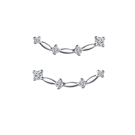 Inzatt Real 925 Sterling Zilver Zirkoon Lijn Arc 18K Gold Stud Oorbellen Voor Vrouwen Trendy Fijne Sieraden Minimalistische Accessoires: EY4617S