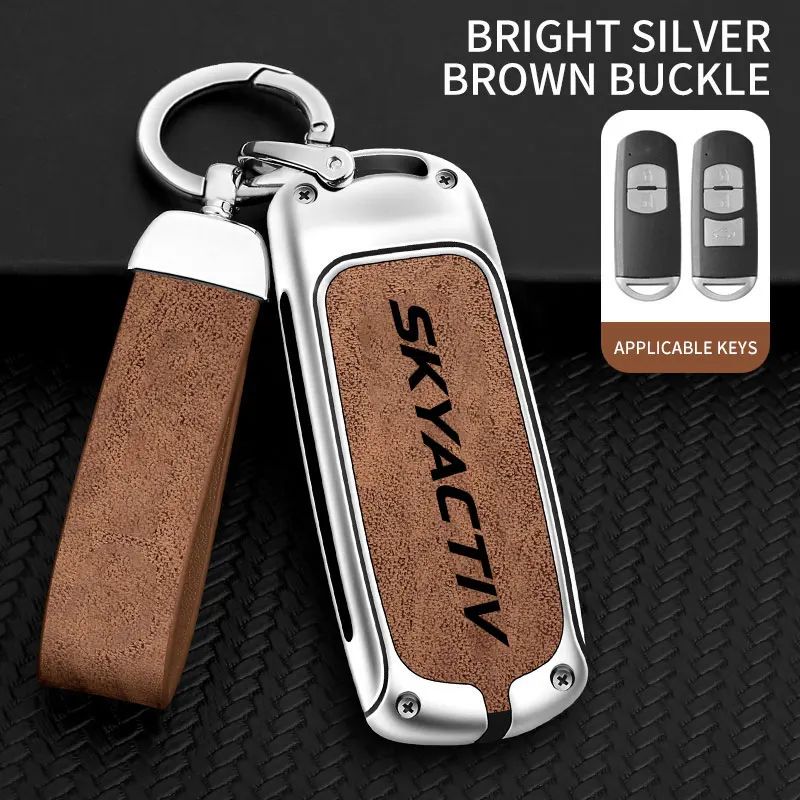 Porte-clé de voiture en alliage de Zinc Skyactiv pour Mazda 3 2 6 CX3 CX5 CX30 CX8 CX9 MX5 SKYACTIV, couvercle de protection pour clé de voiture: Marron
