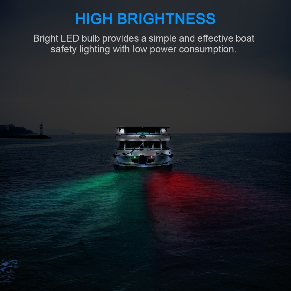 Navigationslys rød og grøn rustfri stål vandtæt båd signal lampe
