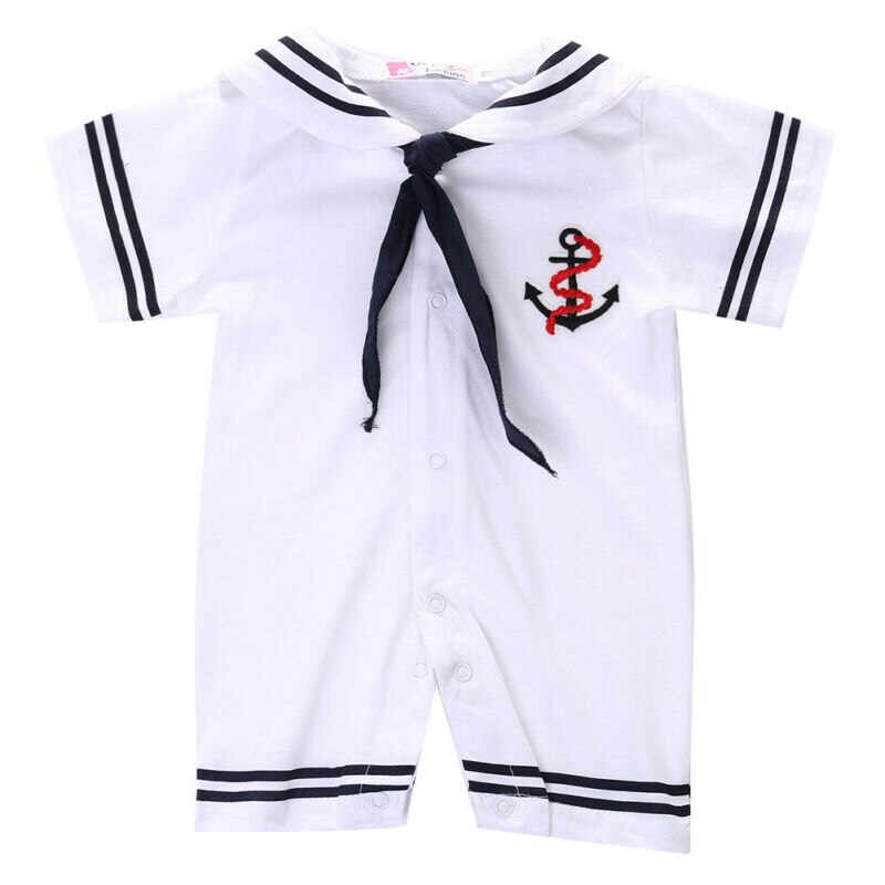 Sailor Kraag Korte Mouwen Baby Boy Romper Jumpsuit