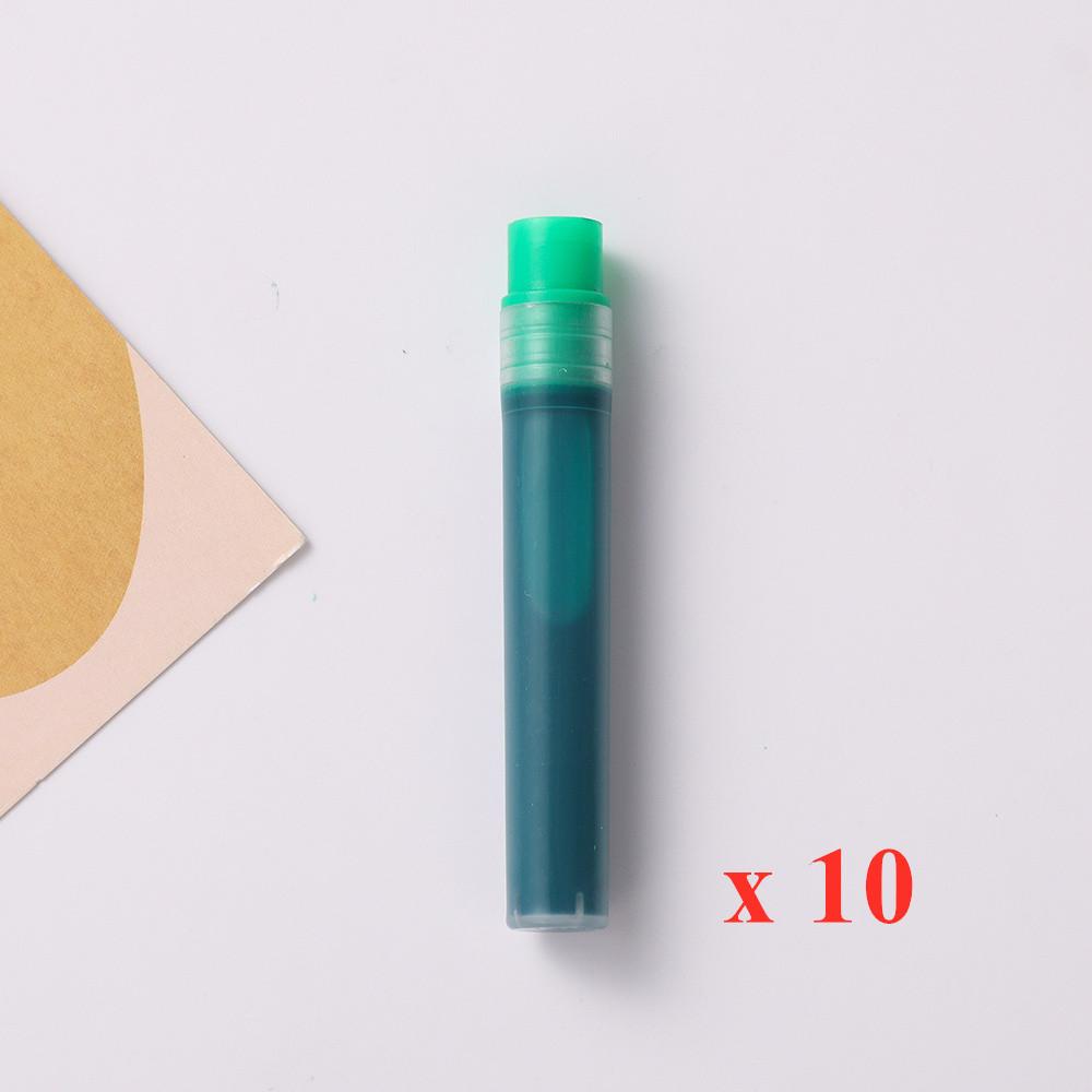 2 bolígrafos + 10 recambios, bolígrafo de pizarra de gran capacidad, marcador recargable negro, rojo, azul y verde, suministros de aprendizaje, papelería escolar y de oficina: Verde