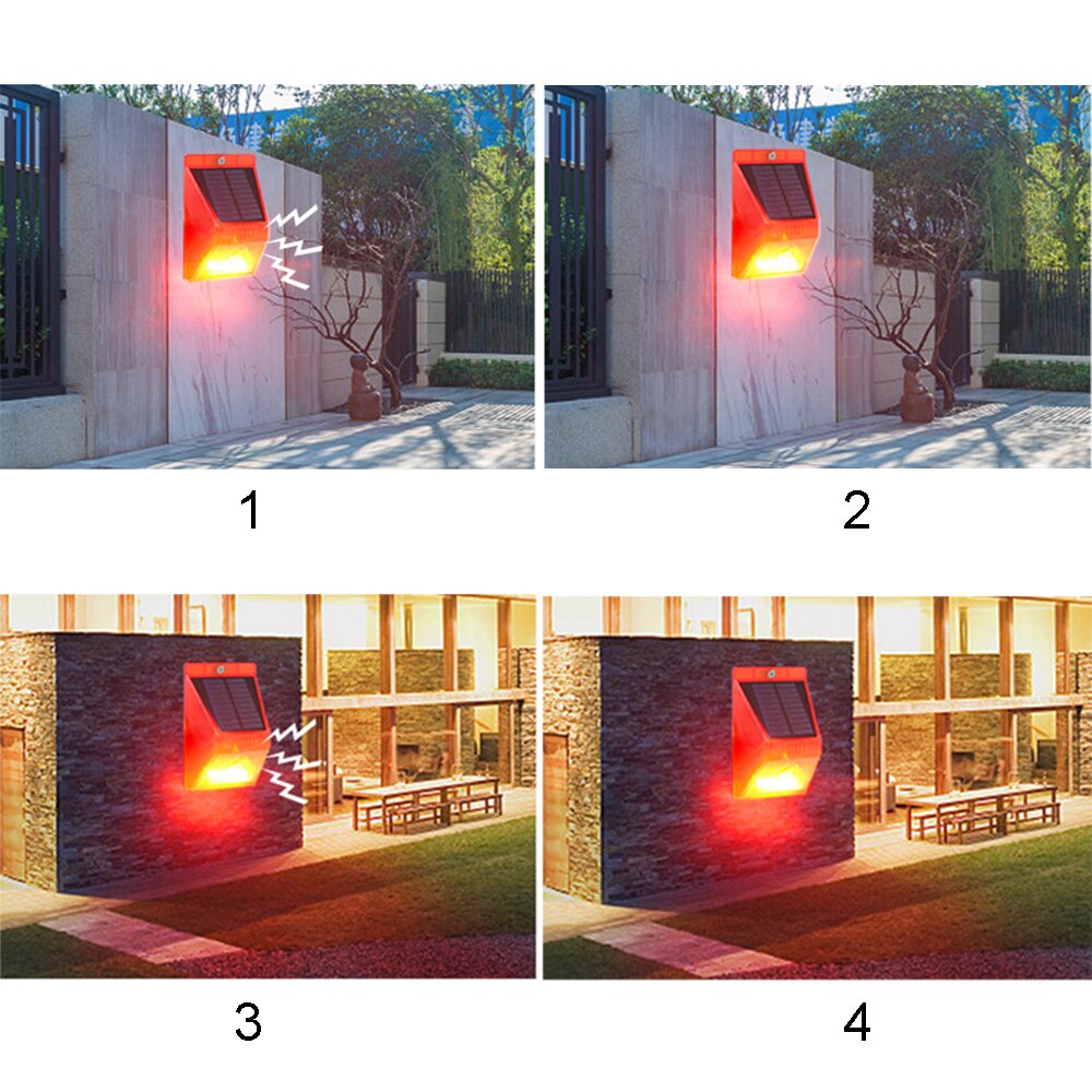 Solar ljudvarning blixt varning ljudlarm larm rörelsesensor siren strobe säkerhetslarmsystem för utomhusbruk