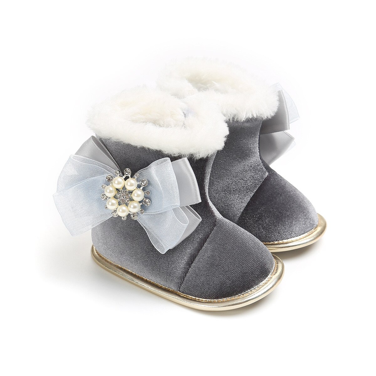 Bottes pour bébés filles en coton | Chaussures chaudes à nœud papillon pour nourrissons, chaussures d'hiver