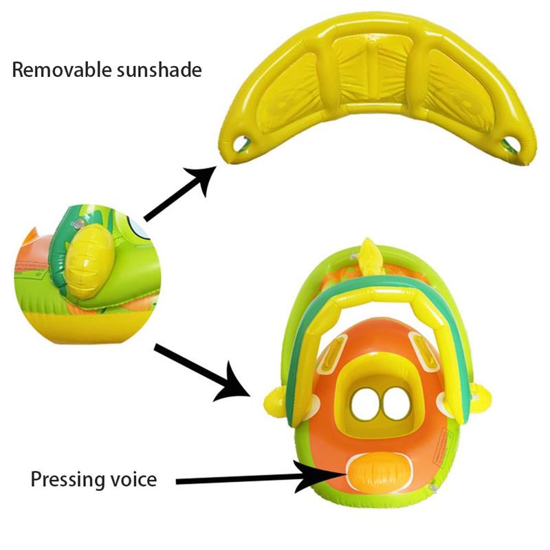 Baby Swimming Inflatable Floating with Sun Canopy Child Swimming Pool Float Ring Bathing water Toy Swimming Trainer 4-60 Months