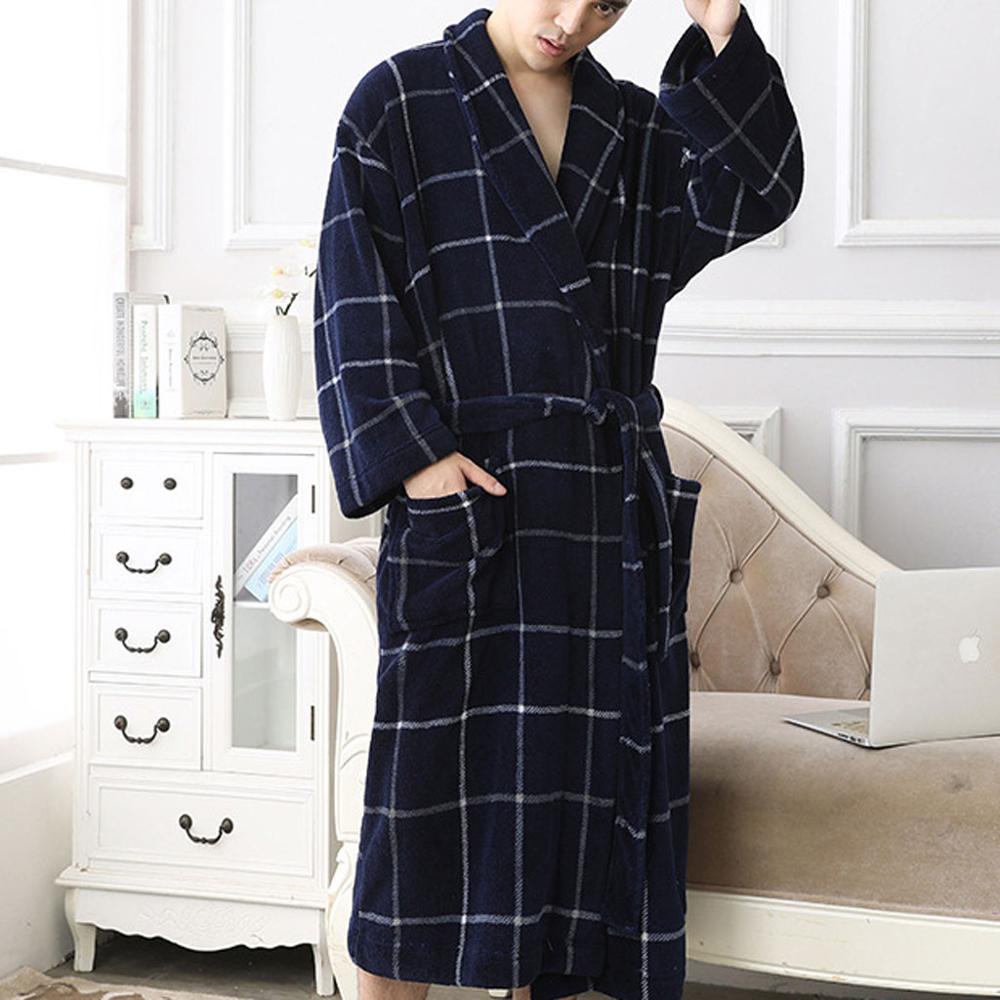 Hommes hiver allongé peluche châle peignoir maison vêtements à manches longues Robe manteau bain robe peignoir homme peignoir homme #1210