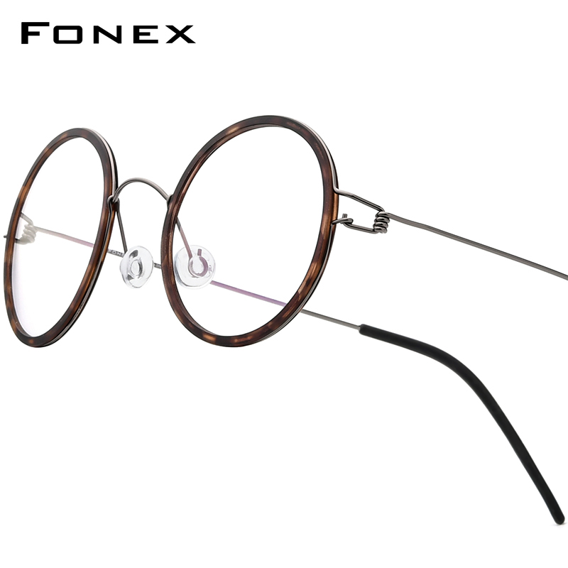 FONEX-Monture de lunettes en titane B pour hommes et femmes, de , montures rondes, poids ultraléger, Morten, lunettes coréennes sans vis: Laiteux Blanc