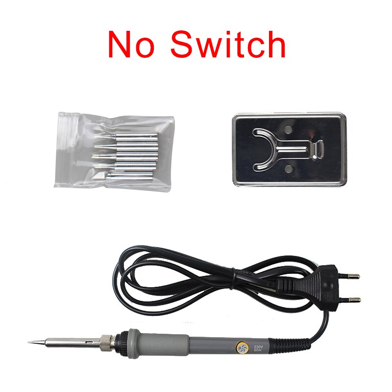 Soldering Iron Set Adjustable Temperature Electric Soldering Iron Multi-function Tools 220V 110V 60W Welding Solder Pen For Home: EU PLUG NO SWITCH
