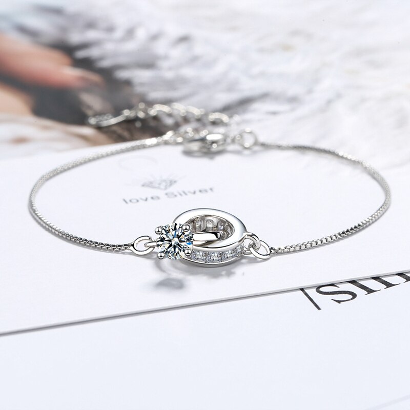 Prachtige Nieuwkomers 925 Sterling Zilveren Hart Cirkel Armband Armbanden Voor Vrouwen Sieraden Cross Pols Armbanden Sieraden