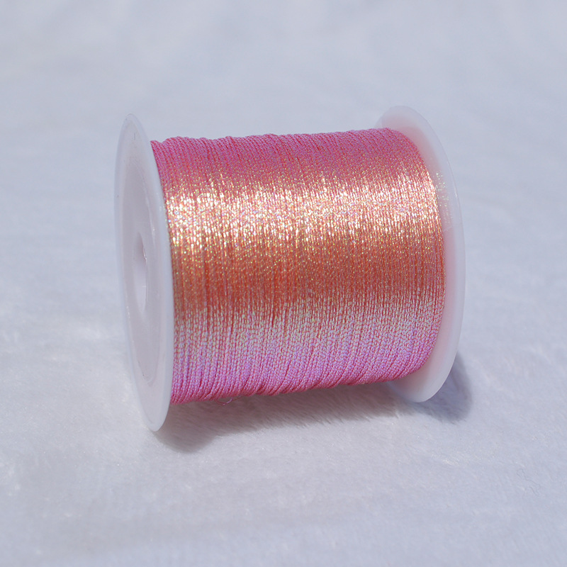 Cuerda trenzada de 3 hebras para pulsera, hilo colorido de oro y plata de 100M, bordado de cuentas de ganchillo, hilo hecho a mano