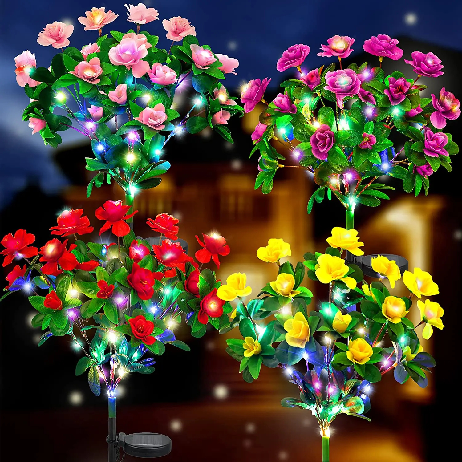 Led-solcellelampe vanntett azalea-solcellelampe utendørs dekorativ for hage, plen, stibelysning, bryllupsdekor