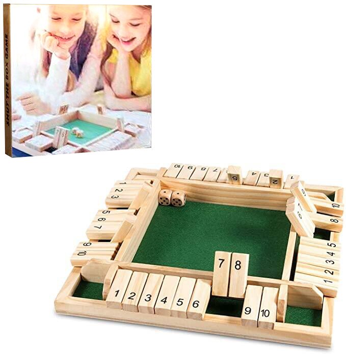 Traditionellen Vier-seitige Holz Nummer 10 Bar Pub Würfel Spiel Geschlossen Box Trinken Spiel Für Kinder Und Erwachsene Pädagogisches spielzeug #