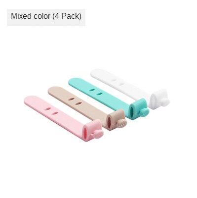 Enrouleur de câble d'écouteurs en Silicone, 4 pièces, support de cravates pour écouteurs iPhone Samsung MP4, organisateur de bureau: Mixed Color