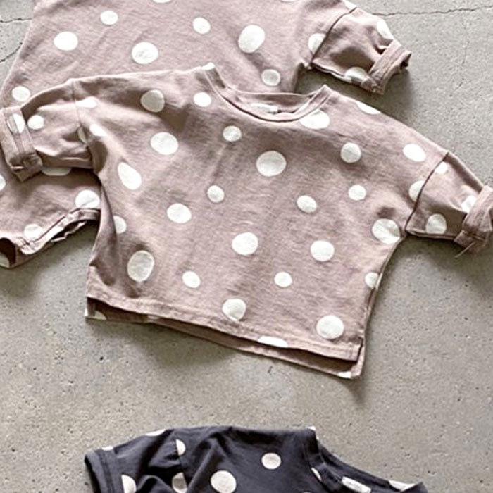 2022 autunno Baby New Born Polka Dot T-shirt abbigliamento bambino ragazzi e ragazze semplici top in cotone Casual per bambini Tees 0-3 anni: grey / 9M
