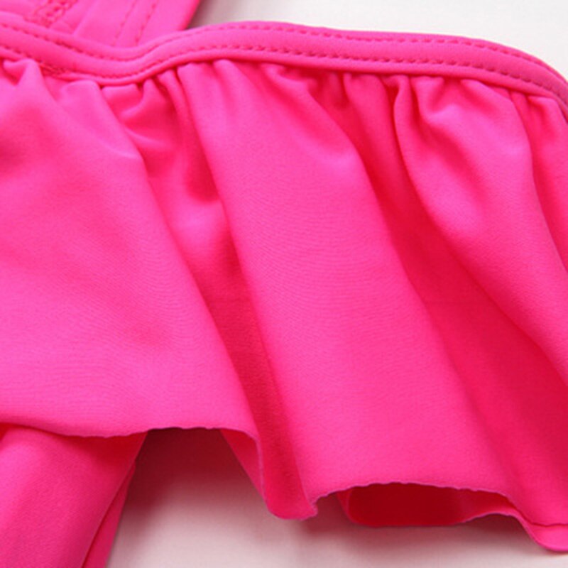 Lovely Toddler Kid Baby Girls Pink Bikini One-Piece Suits Off Shoulder Lace Swimwear Swimsuit Beachwear Bathing Suit