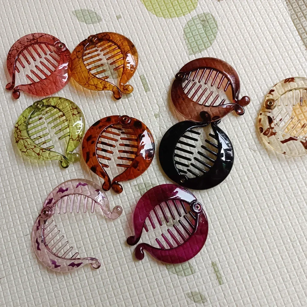 Pinza para el pelo de cola de caballo de forma redonda pequeña, Clip de plátano para mujeres y niñas, soporte para cola de caballo negro y marrón, accesorios para peinados profesionales