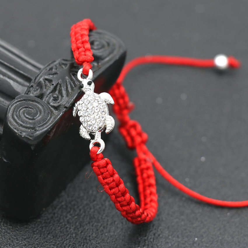 Minimalista di Colore Argento Sea Turtle Tortoise Fascino Braccialetto di Corda Rosso Filo Chakra Bracciali Per Le Donne Boho Monili di Amore Regalo