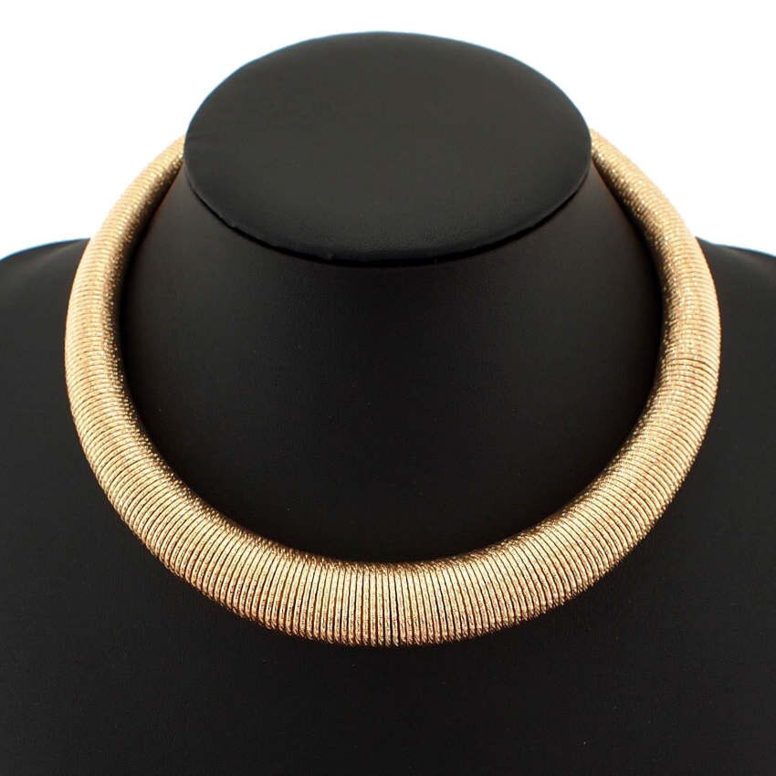Manilai moda brilhando primavera metal pescoço caber torques colar gargantilhas feminino festa usar instrução colar design punk jóias: Rose Gold