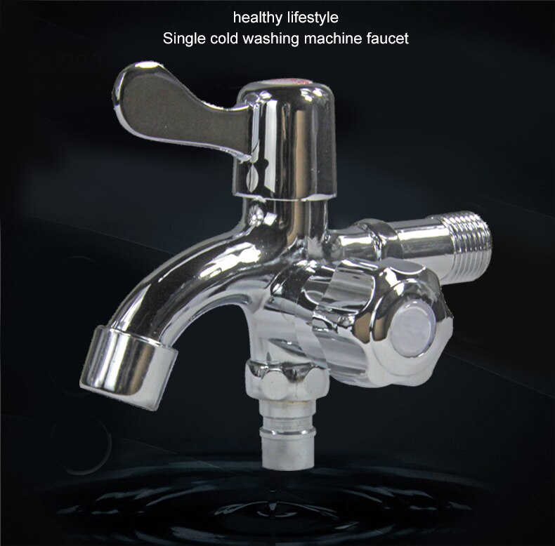 Single-inlet 2-outlet Washing Machine Tap Home 4 Points 6 Points Long 3-way Tap Copper Taps BJStore