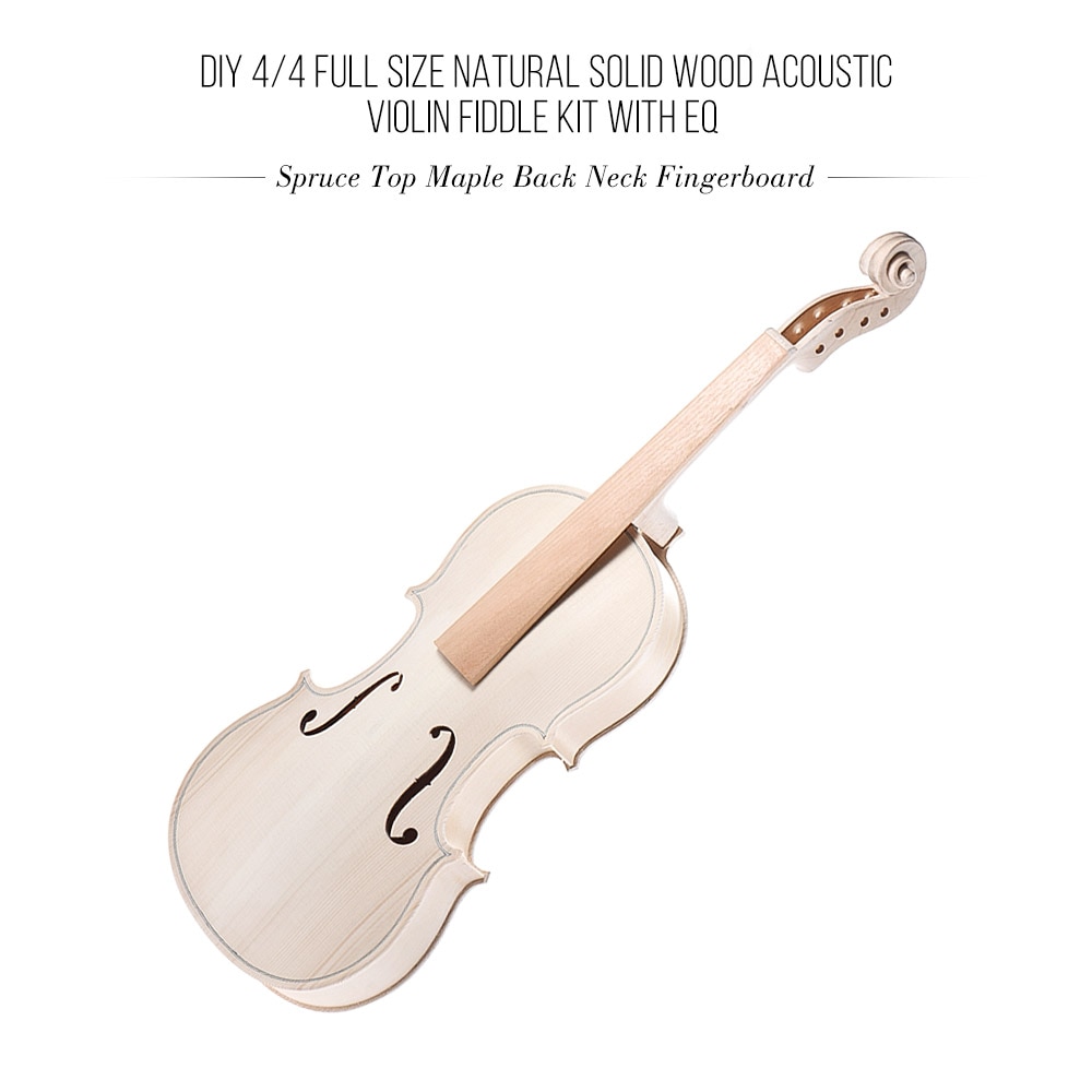 Diy 4/4 Full Size Viool Kit Natuurlijke Massief Houten Akoestische Fiddle Met Eq Spruce Top Maple Hals Toets Staartstuk