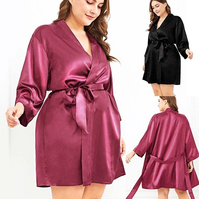 2020 nowy satyna druhna szaty, biały sztuczny jedwab ślub dla nowożeńców siostry szlafrok kimono szlafroki plus rozmiar