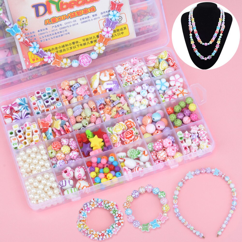 Kit for Make Bracelets Beads Toys for Children DIY 24 Grid Handmade Making Puzzles Beads for Girls Kit Girls Toys