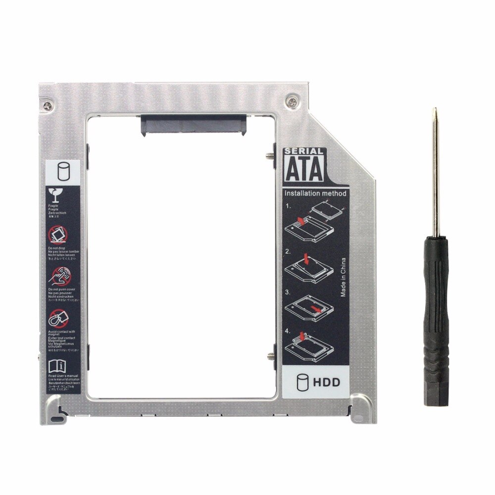 Aluminum 2nd HDD Caddy 9.5mm Optibay SATA 3.0 CD DVD Driver to HDD Case Enclosure for Apple MacBook Pro iMac Laptop