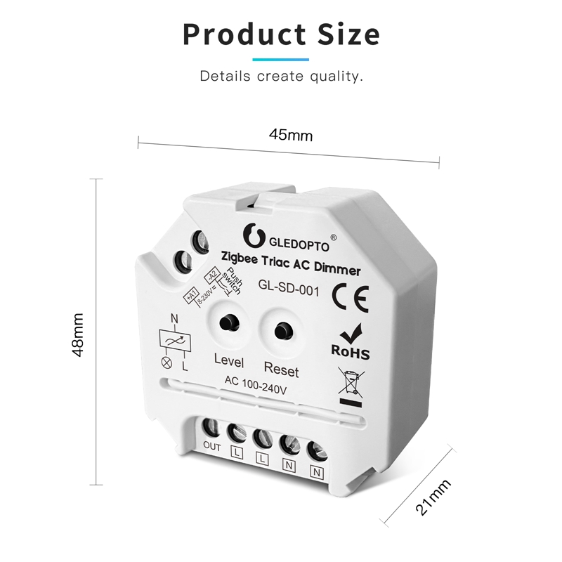 GLEDOPTO Zigbee 3.0 Smart Home Triac AC Dimmer LED-Contact Control Push-Switch Work With 2.4G Remote Control Smartthings