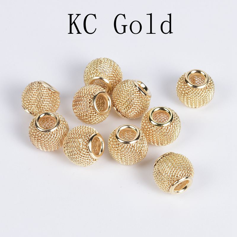 10Pcs/lot 10x12mm Copper Brass Mesh Beads Diy Accessories Bracelet Findings Large Hole Loose Beads For Jewelry Making Supplies