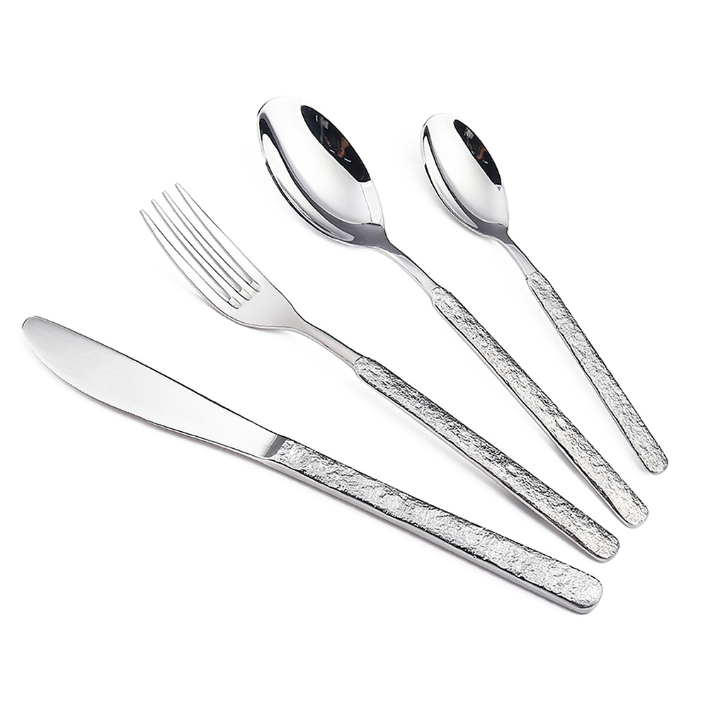 Bright Silver Cutlery Mirror Stainless Steel Household 4pcs Kitchen Tablewares Set Steak Knife Fork Coffee Spoon Dessert Fork