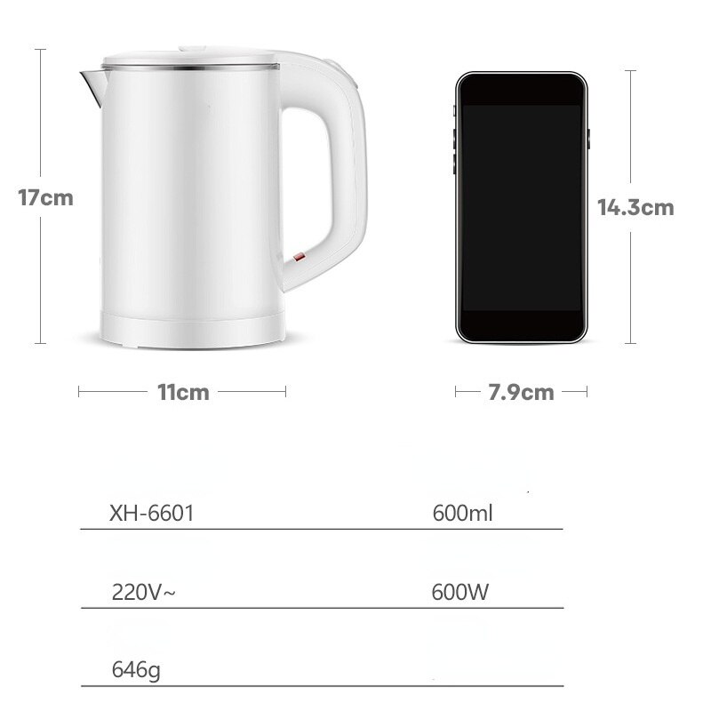 0.6L Portable mini travel electric kettle small capacity electric kettle household kettle