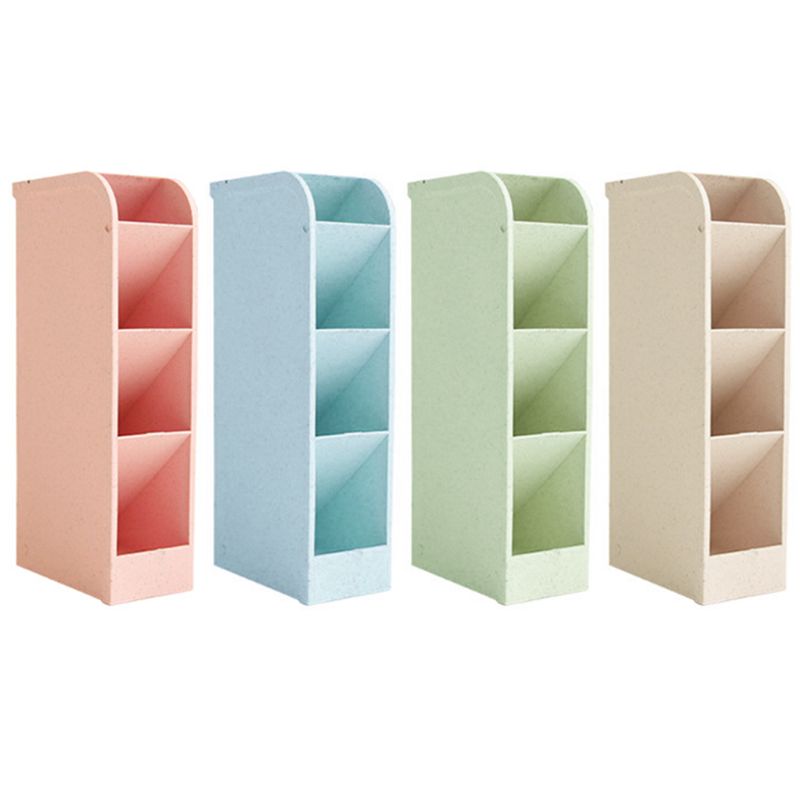 4 Grid Desktop Pencil Pen Holder Office School Storage Case Box Wheat Straw Desk Pencil Organizer Office Student Stationery