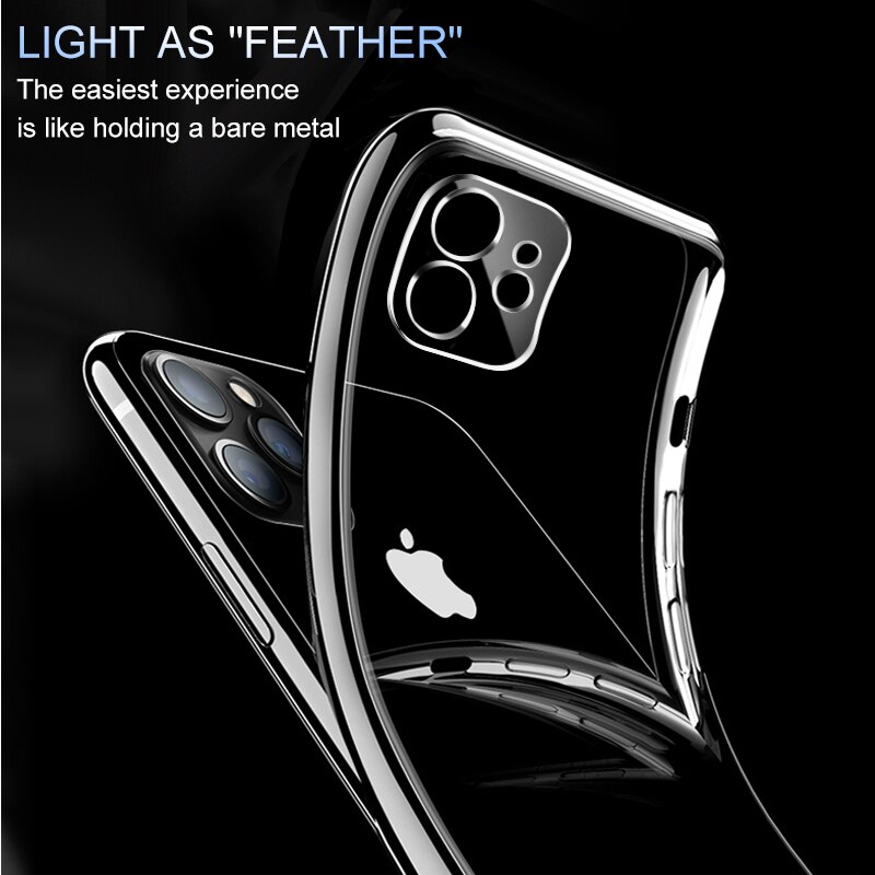Caso de telefone transparente para iphone 11 12 pro xs max à prova de choque caso iphone 8 plus 6 7 se 2020 silicone caso para iphone x xr capa