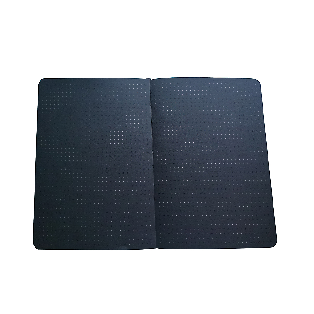 Ster En Diamant Zwart En Wit Vegan Lederen Cover 150GSM Zwart Papier Dot Grid Journal Met Zwarte Pagina