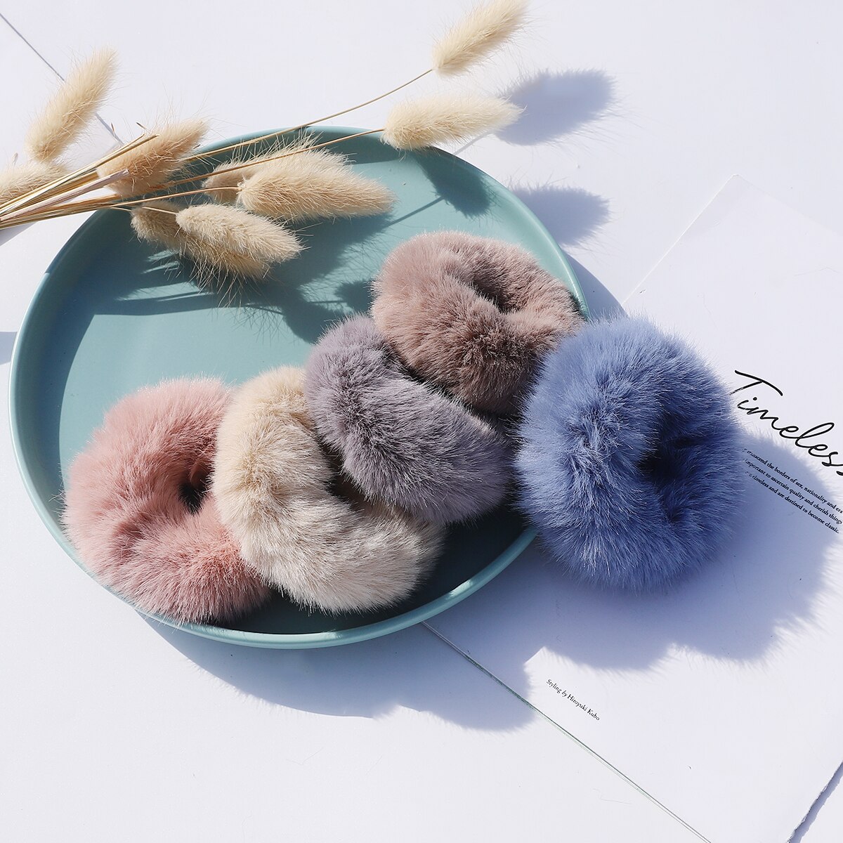 Temperament Colorful Furry Elastic Rubber Band Soft Plush Hair Rope For Women Girls Headwear Hair Accessories