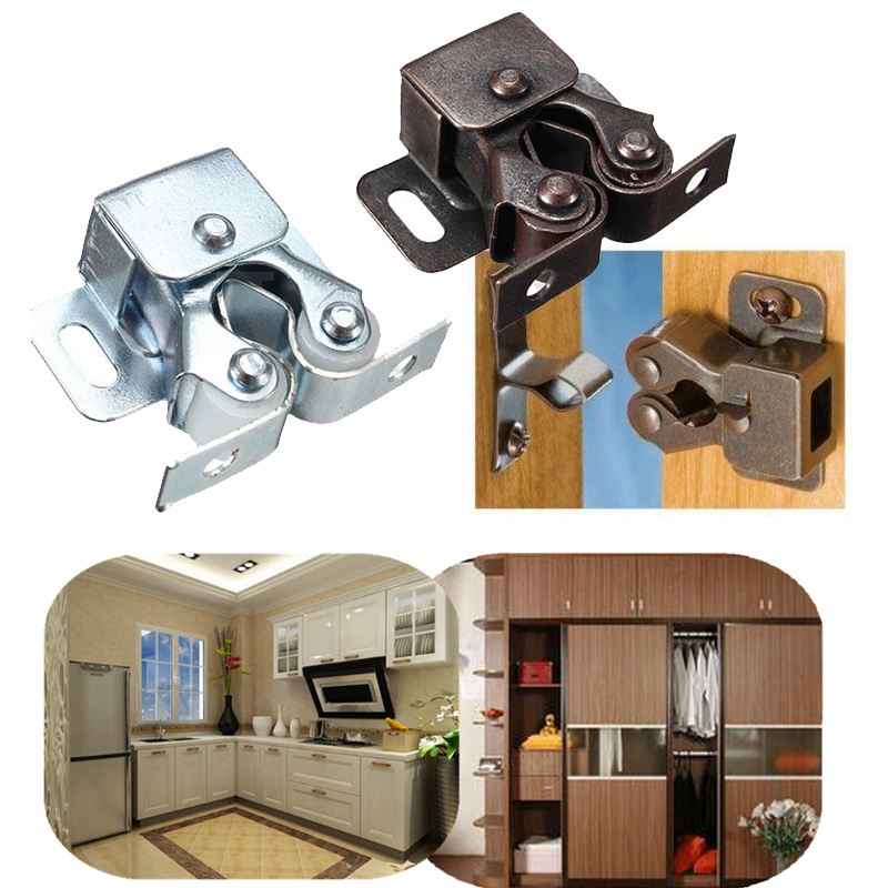 1Pcs Premium Double Ball Roller Catches Cupboard Cabinet Door Latch Hardware Stainless Steel Door Clip Kitchen