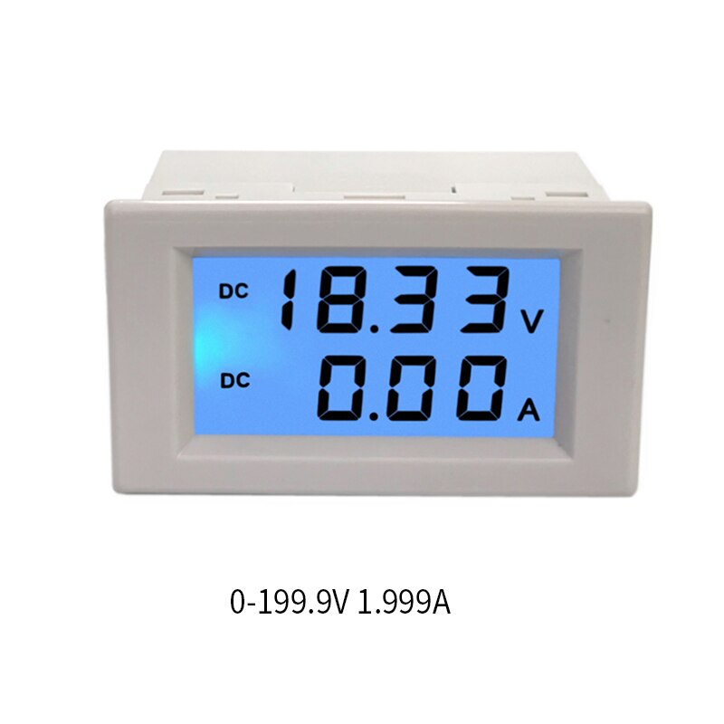 1pcs White multi-standard dual LCD display DC voltage and ammeter voltmeter ammeter range DC 0-600V 0-200A blue backlight: 0-199.9V 1.999A